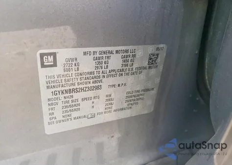 2017 Cadillac Xt5 Luxury z USA, uszkodzony, nr VIN 1GYKNBRS2HZ302983